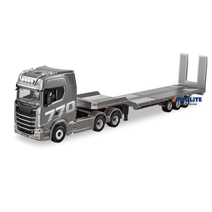 US Stock HUINA 770S 1/18 Remote Control Tractor Truck 1501A Electric Support Legs Tail Board 3Axle Plastic Semi Flatbed Trailer Light Sound System