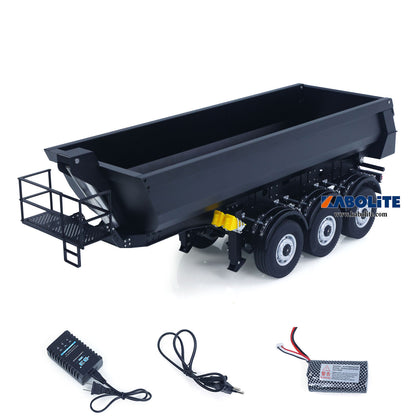 US Stock Kabolite 1/14 Metal Remote Control 3Axles Electric Lifting Semi Trailer Dumper for RC Tractor Truck SC 770S 100 Battery Charger