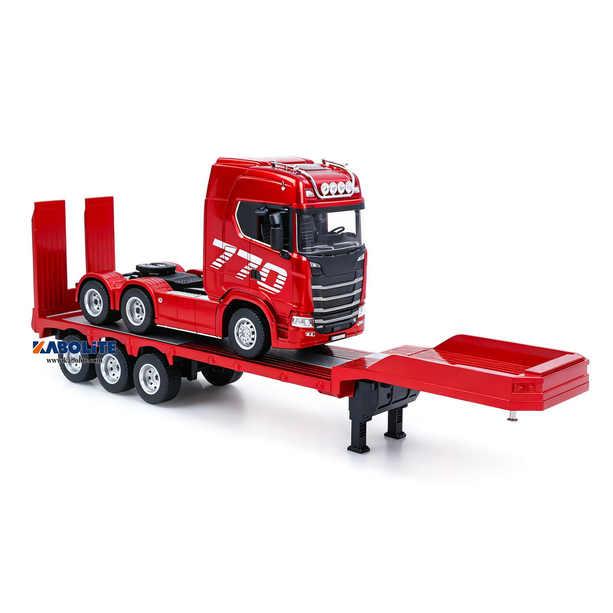 US Stock HUINA 1302A 1/24 Remote Control RTR Tractor Truck 770S W/ Light Sound System Manual Support Legs Tail Board 3Axle Semi Flatbed Trailer