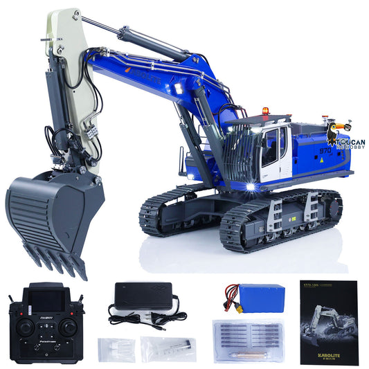 Kabolite K970-100S Pro Version 1/14 Hydraulic RC Excavator Digger Metal Construction Vehicles Ready to Run with Smoker Light Sound