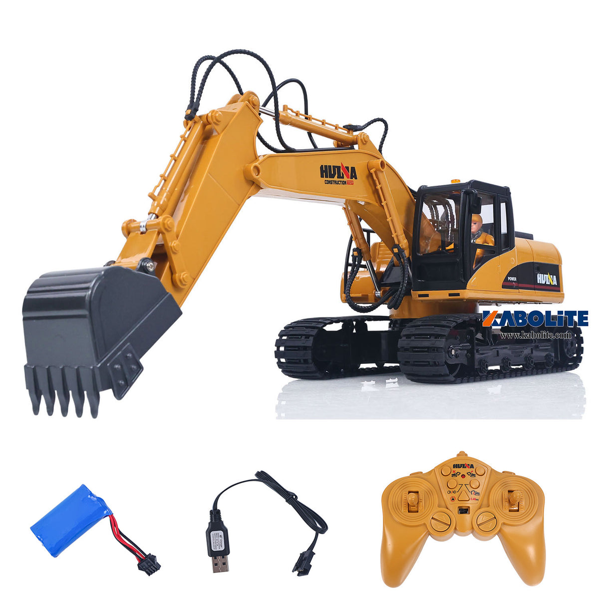 IN Stock HUINA 1535 1/14 RC Electric Excavator 15CH 2.4G Remote Control Digger with Sound Light Effects Gift for Boys