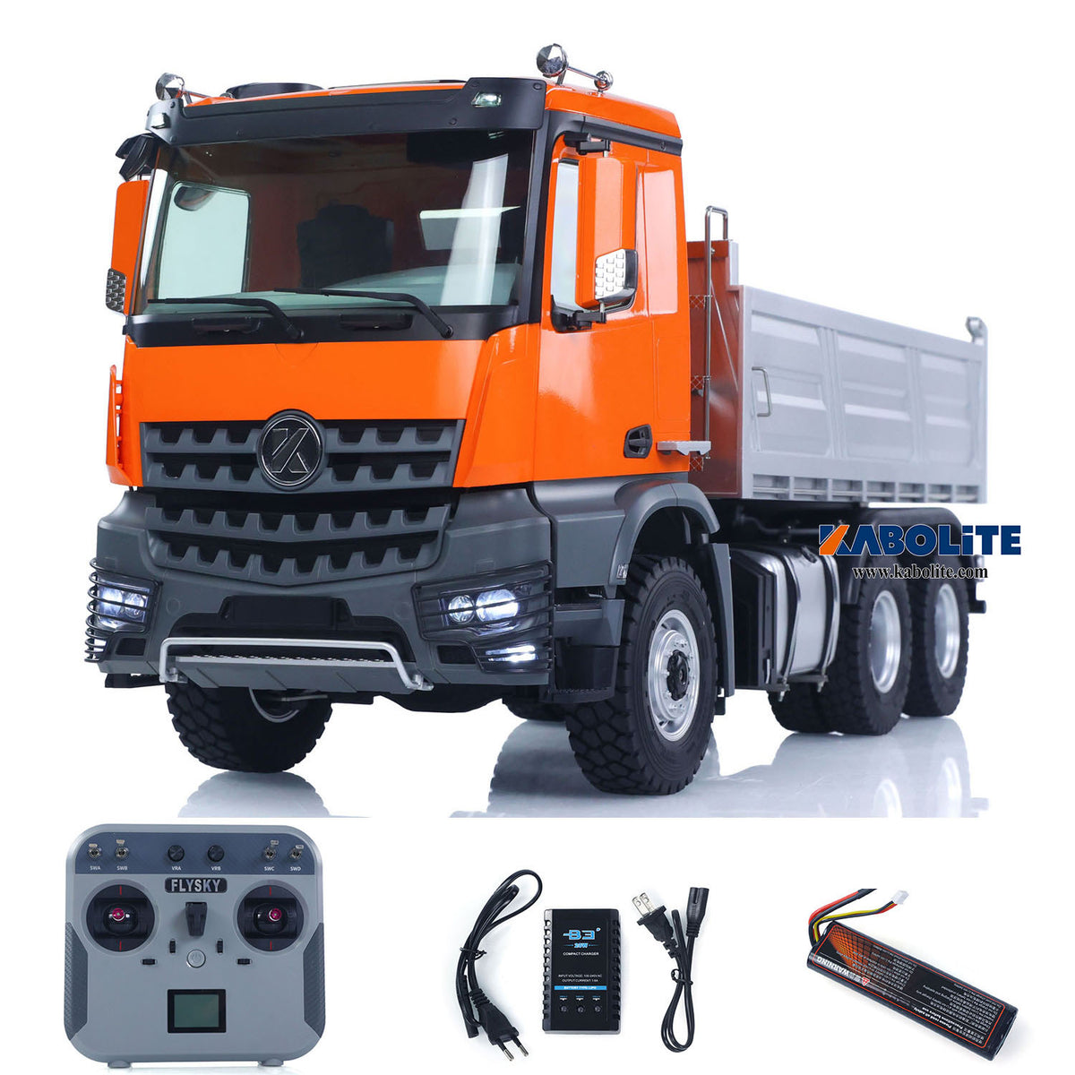 Kabolite 1/14 5702 RC Dumper Truck 6*6 Electric Lifting Tipper Model FlySky Radio System 2 Speed Gearbox