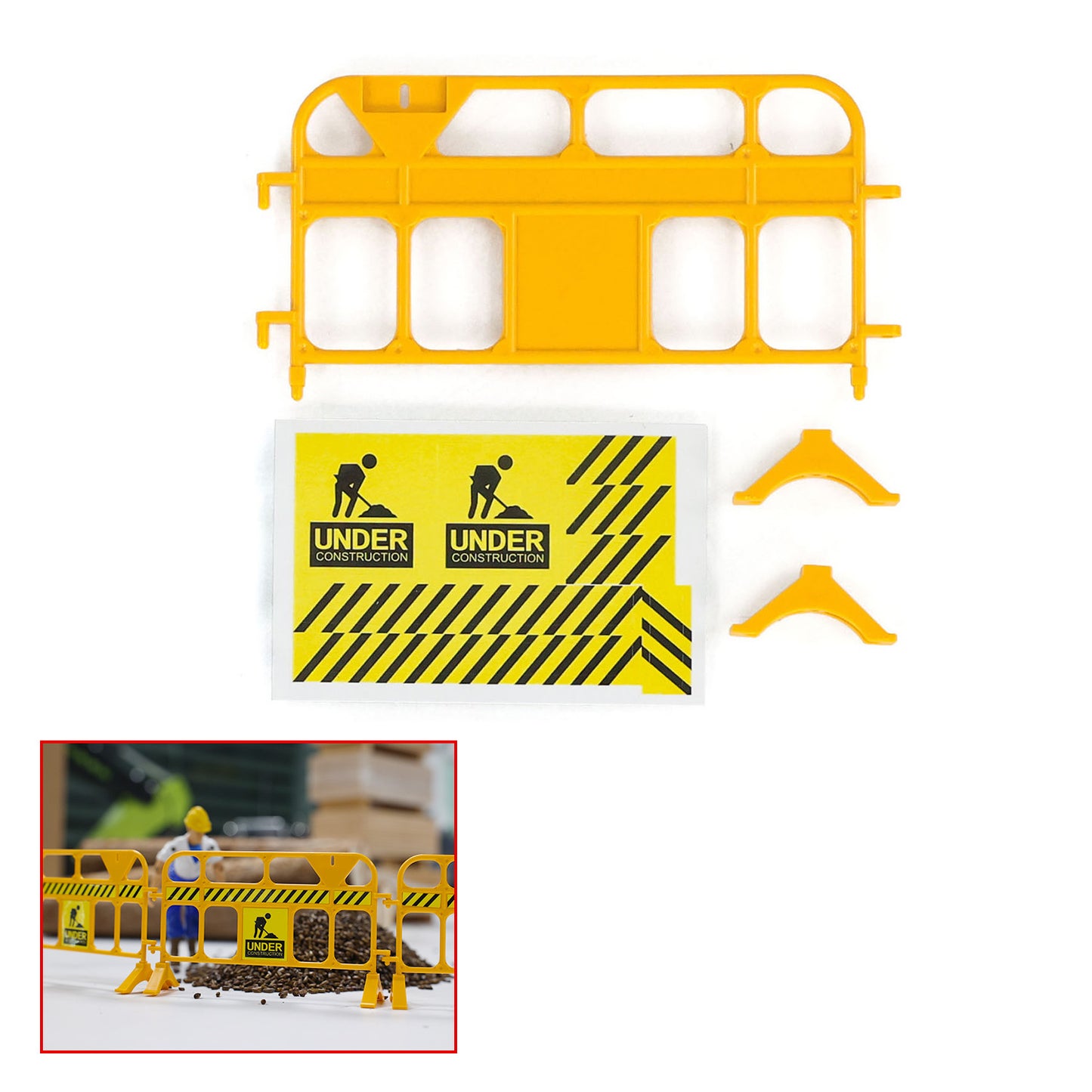 Kabolite Plastic Decorative Traffic Sign Guardrail Barrier Traffic Cones Crash Bucket Spare Parts for 1/14 RC Construction Vehicles Model