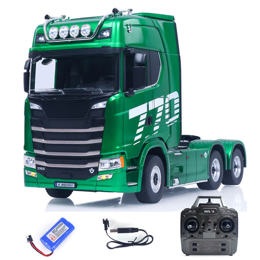 DE Stock HUINA 1/18 Remote Control Tractor Truck 770S 1501 6X4 Plastic RC Lorry Car Model Lights Sound System Charger Battery