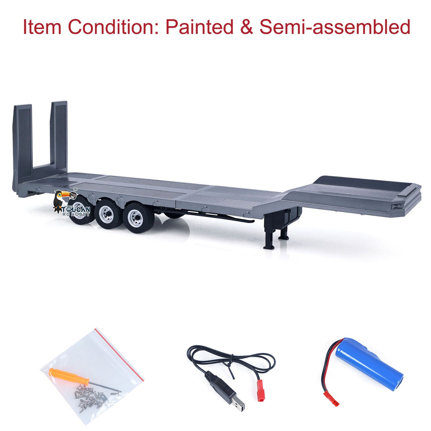 Fast Free Shipping 73.5CM Plastic Semi Trailer Flatbed 1502 for 1/18 Remote Control Tractor Truck HUINA 1501 Electronic Support Legs Tail Board