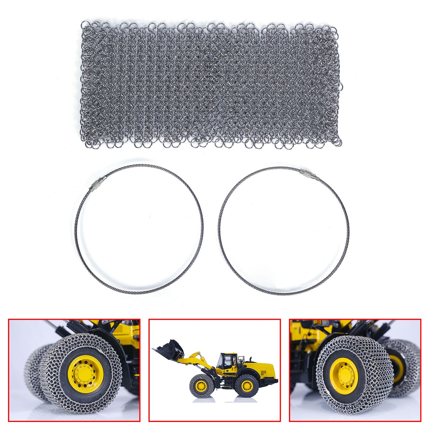 IN Stock Metal Tyre Chain for 1/14 K988 100/100S DIY Upgrade Spare Parts RC Hydraulic Loader Construction Vehicle