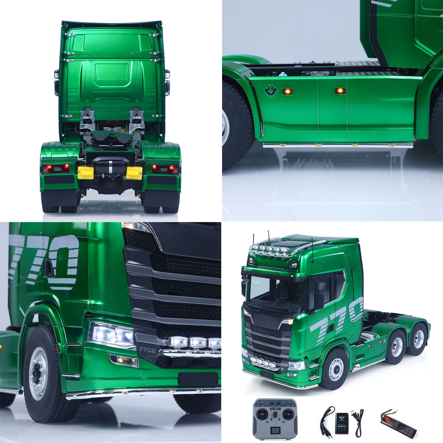DE Stock 1/14 KABOLITE 770S 100 6X6 RC Tractor Truck Romote Control RTR Vehicle Model 2 Speed Axle Locks Metal Chassis Rail Openable Door