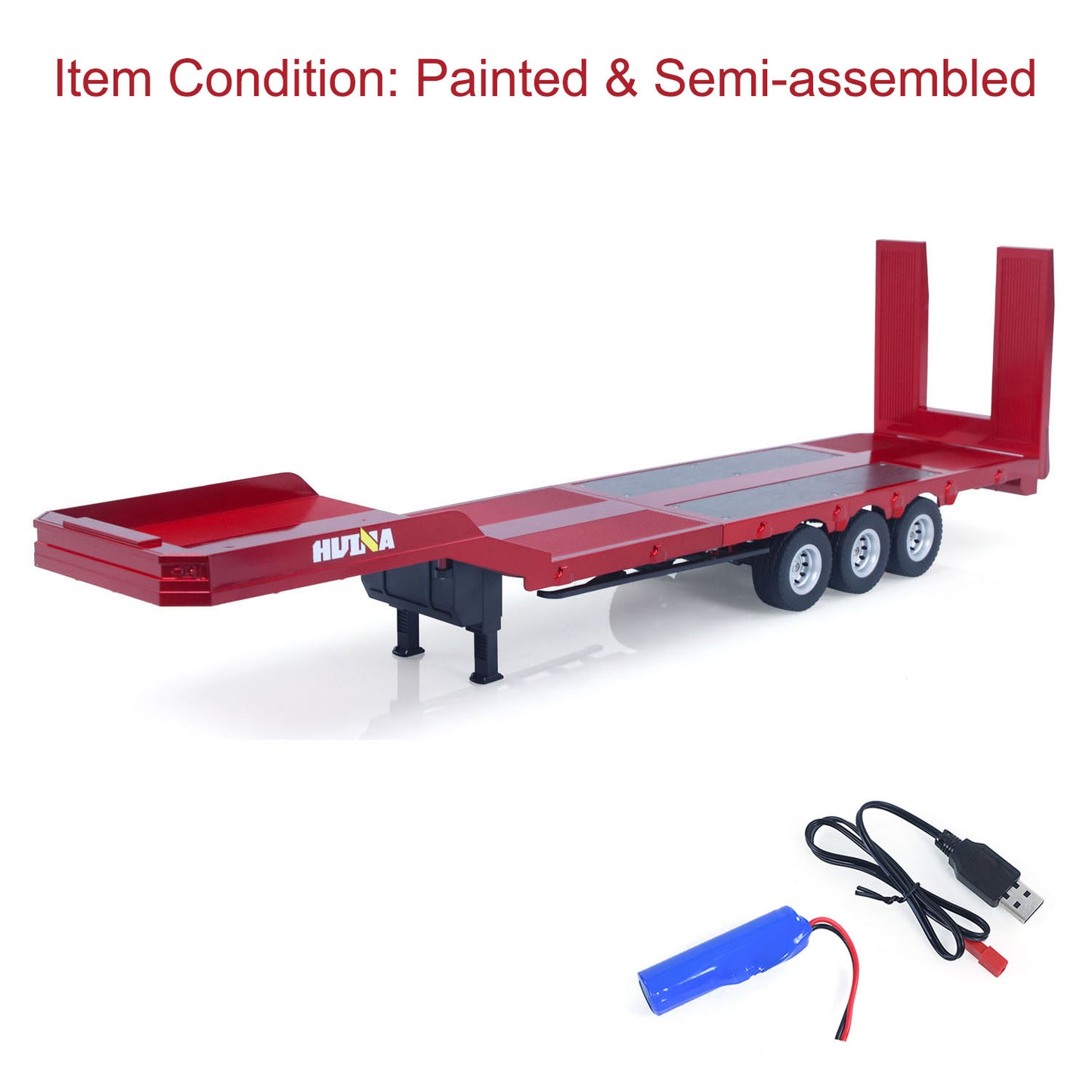 3 Axles Plastic Semi Trailer Flatbed 1502 for 1/18 Remote Control Tractor Truck HUINA 1501 RC Lorry Car Model Upgrade Parts