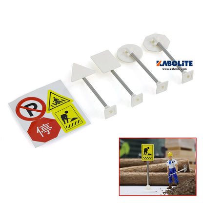 IN Stock Kabolite Plastic Decorative Traffic Sign Guardrail Barrier Traffic Cones Crash Bucket Spare Parts for 1/14 RC Construction Vehicles Model