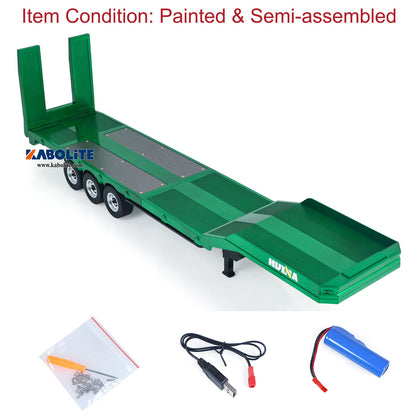 IN Stock HUINA 1502 1/18 3 Axles Plastic Semi Trailer Flatbed with Electric Tailboard Lifting Legs for RC Tractor Truck 1501 Lorry Model