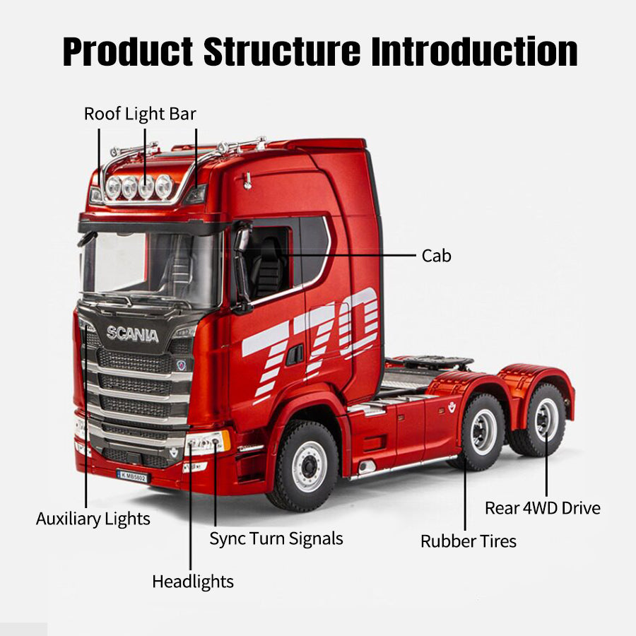 HUINA 770S 1/18 RC Tractor Truck Toys 1501 Model RTR 7.4V Battery