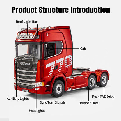 HUINA 770S 1/18 RC Tractor Truck Toys 1501 Model RTR 7.4V Battery Radio 19CH Light Sound Effects Remote Control Lorry Car