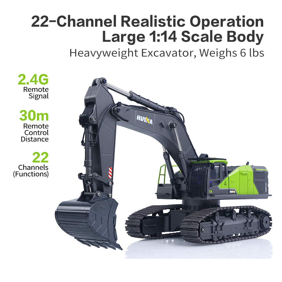 Limited-Time Sale US Stock HUINA 1593 1/14 RC Excavator 28CH Digger Model with Light Sound 2.4G Radio Controller for Construction Vehicle Hobbyists