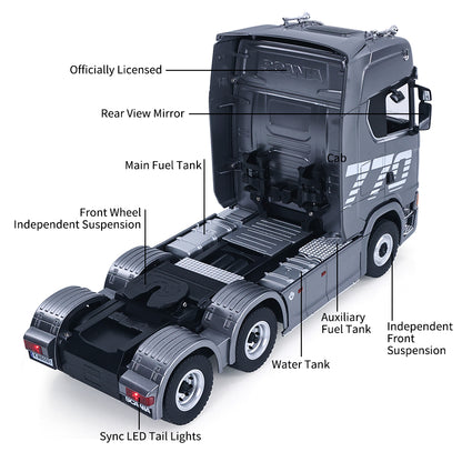 HUINA 1501PRO 1/18 Plastic 6*4 RC Lorry Vehicle 1/24 1302A 770S Remote Control Tractor Truck with 3Axle Plastic Semi Flatbed Trailer