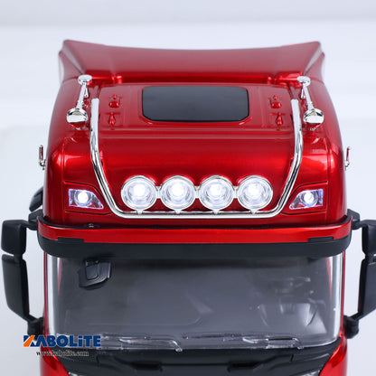 US Stock HUINA 1302A 1/24 Remote Control RTR Tractor Truck 770S W/ Light Sound System Manual Support Legs Tail Board 3Axle Semi Flatbed Trailer