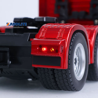 US Stock HUINA 1302A 1/24 Remote Control RTR Tractor Truck 770S W/ Light Sound System Manual Support Legs Tail Board 3Axle Semi Flatbed Trailer