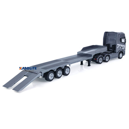 IN Stock HUINA RTR 1/24 Remote Control Tractor Truck 770S W/ Light Sound System Manual Support Legs Tail Board 3Axle Semi Flatbed Trailer