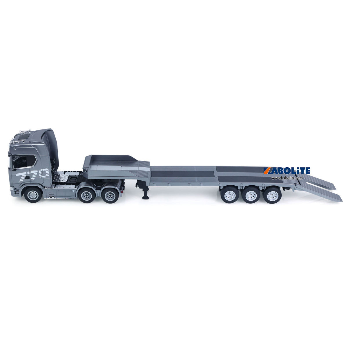 US Stock HUINA 770S 1/24 Radio Controlled Tractor Truck 1302A RTR Lights Sounds W/ 3Axle Plastic Semi Flatbed Trailer Manual Support Legs