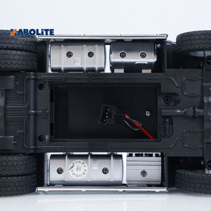 US Stock HUINA 770S 1/24 Radio Controlled Tractor Truck 1302A RTR Lights Sounds W/ 3Axle Plastic Semi Flatbed Trailer Manual Support Legs
