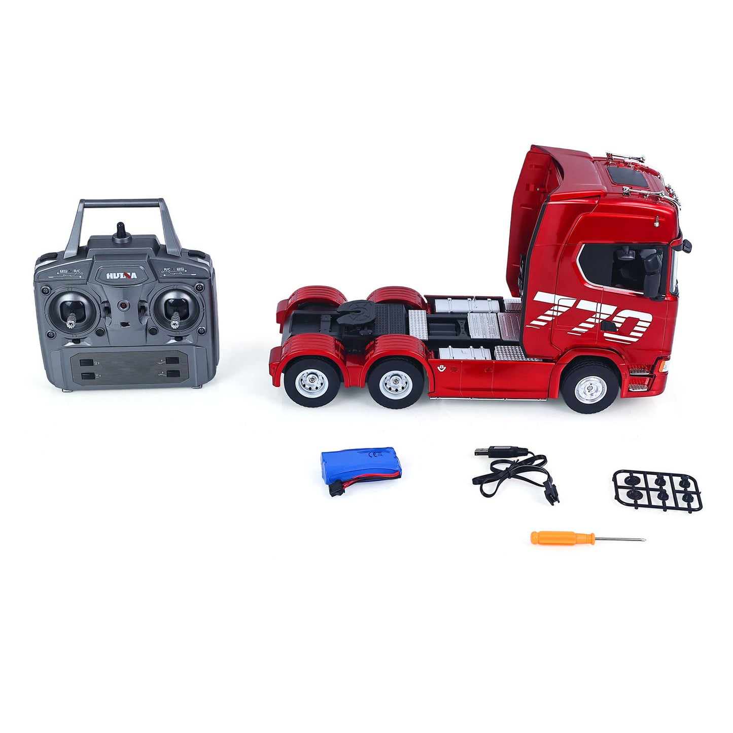 HUINA 1501PRO 1/18 Plastic 6*4 RC Lorry Vehicle 1/24 1302A 770S Remote Control Tractor Truck with 3Axle Plastic Semi Flatbed Trailer