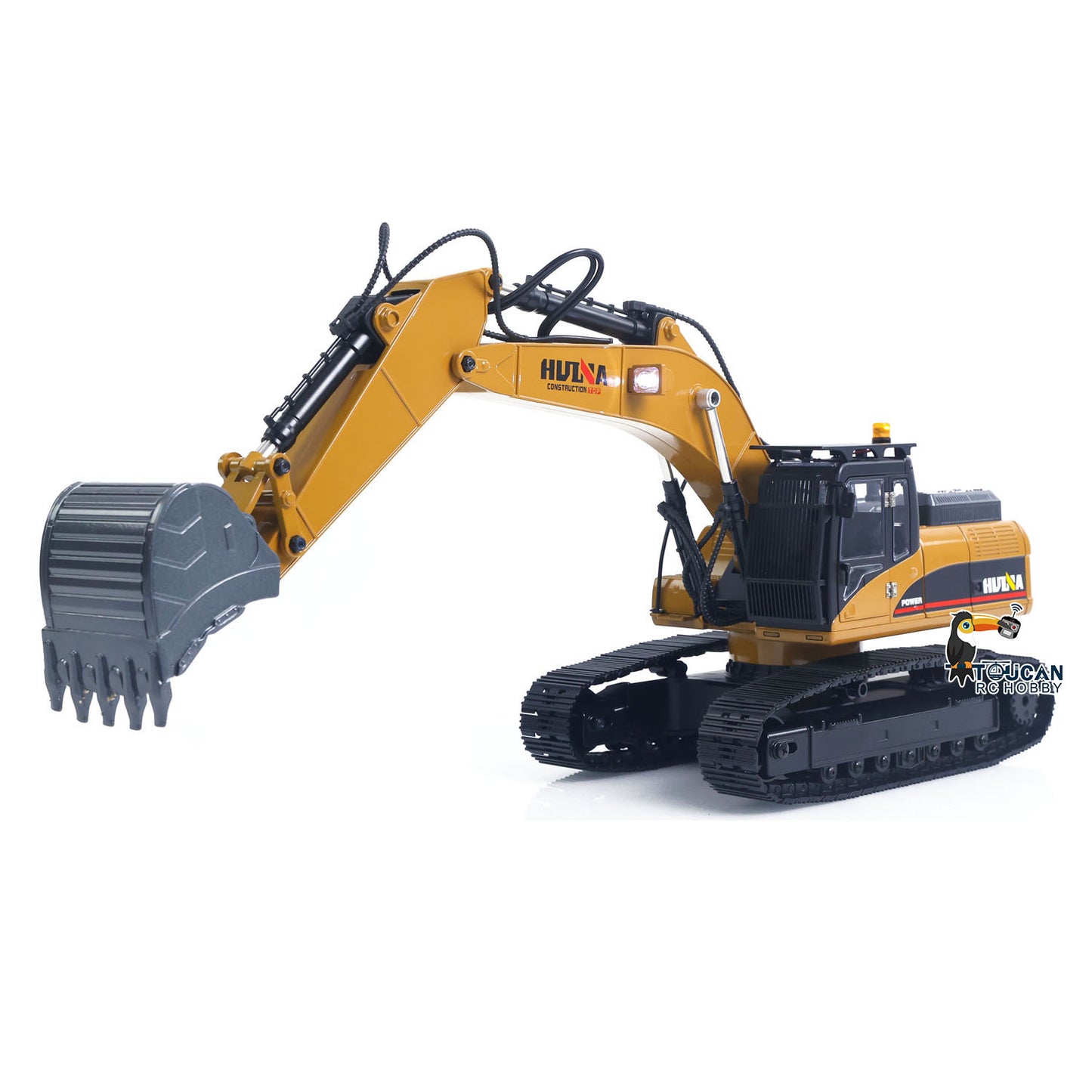 New Upgrade HUINA 1/14 Metal Excavator Model Engineering Vehicle 580 Electric Ball Grabber 360 Rotating Shear Claw Sound Lights