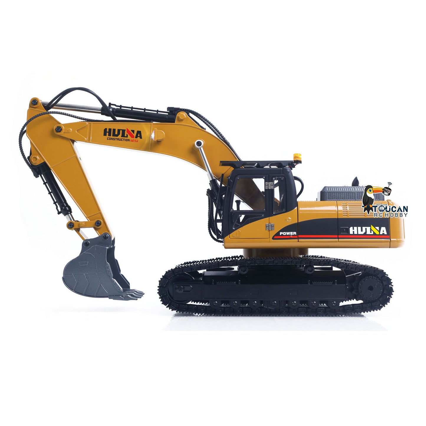 New Upgrade HUINA 1/14 Metal Excavator Model Engineering Vehicle 580 Electric Ball Grabber 360 Rotating Shear Claw Sound Lights
