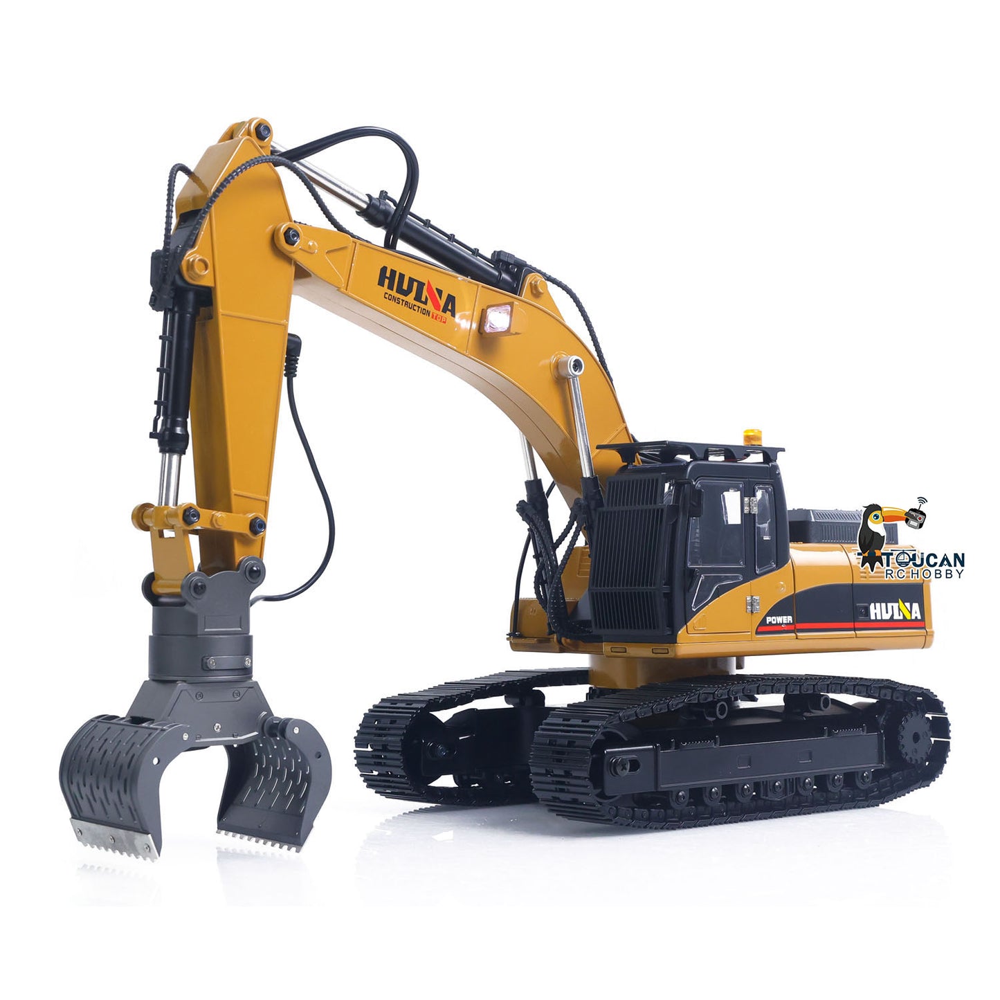 New Upgrade HUINA 1/14 Metal Excavator Model Engineering Vehicle 580 Electric Ball Grabber 360 Rotating Shear Claw Sound Lights