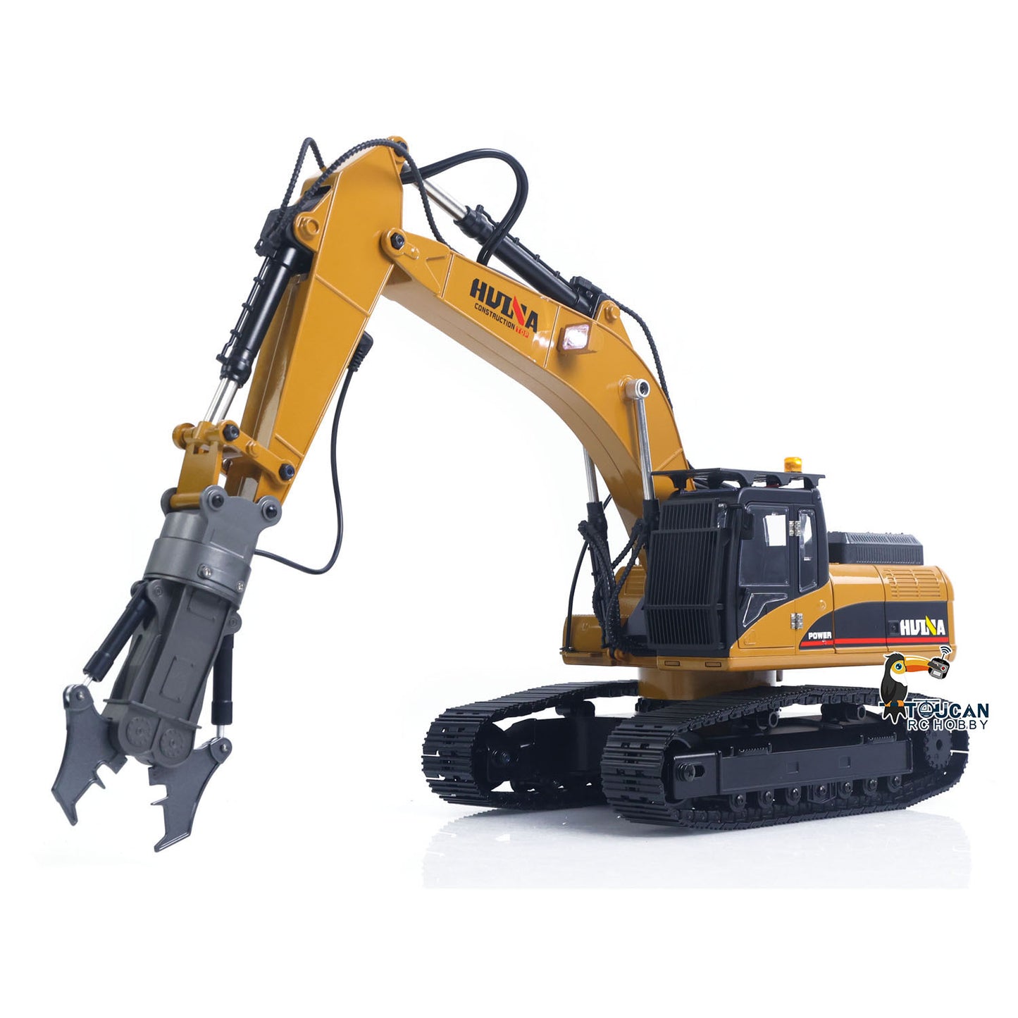 New Upgrade HUINA 1/14 Metal Excavator Model Engineering Vehicle 580 Electric Ball Grabber 360 Rotating Shear Claw Sound Lights