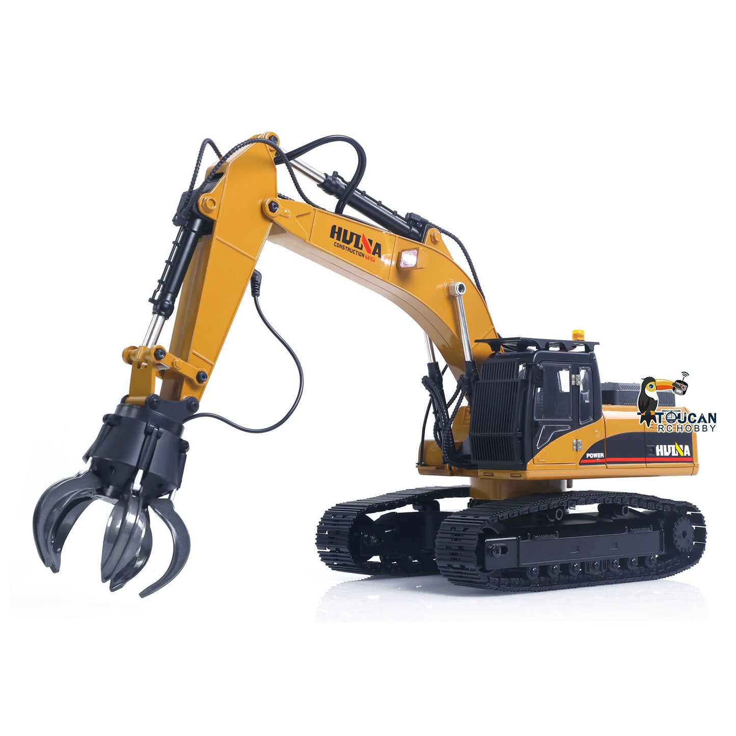 New Upgrade HUINA 1/14 Metal Excavator Model Engineering Vehicle 580 Electric Ball Grabber 360 Rotating Shear Claw Sound Lights