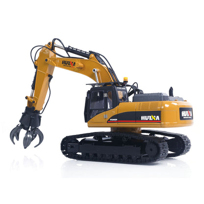 US Stock HUINA 580 1/14 Metal Excavator Model Engineering Vehicle Electric Ball Grabber 360 Rotating Shear Claw Sound Lights