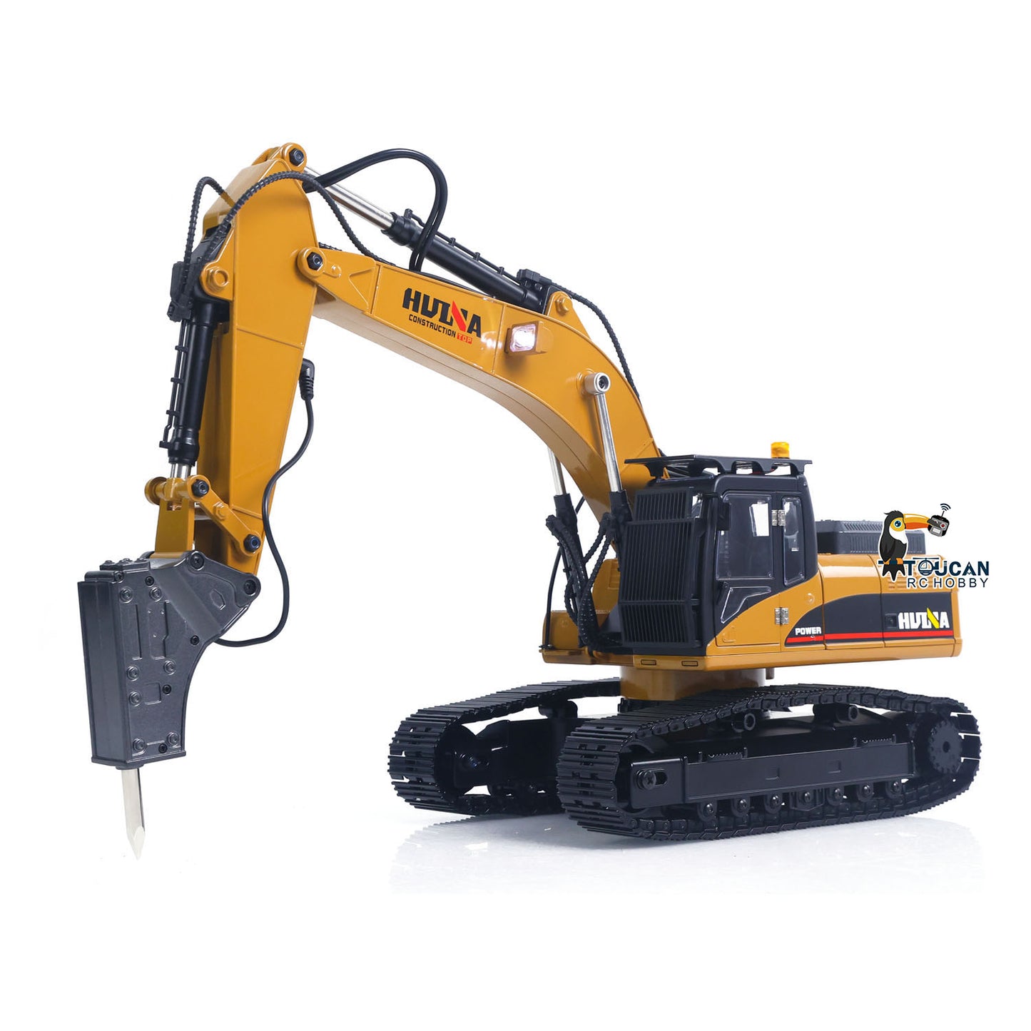 New Upgrade HUINA 1/14 Metal Excavator Model Engineering Vehicle 580 Electric Ball Grabber 360 Rotating Shear Claw Sound Lights