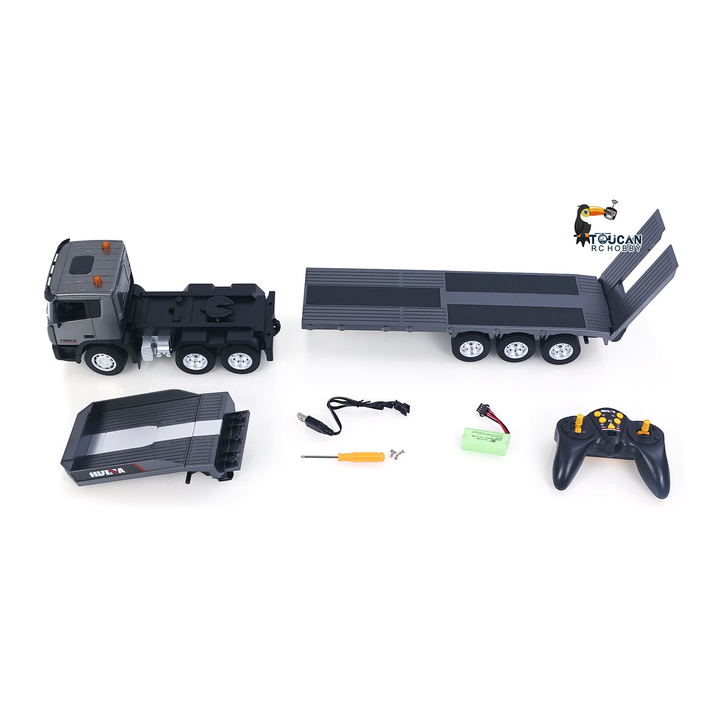 HUINA 1318 1:18 RC Tractor Truck 9CH Remote Control Cars Flatbed Trailer 2.4G Remote Control Model Toys