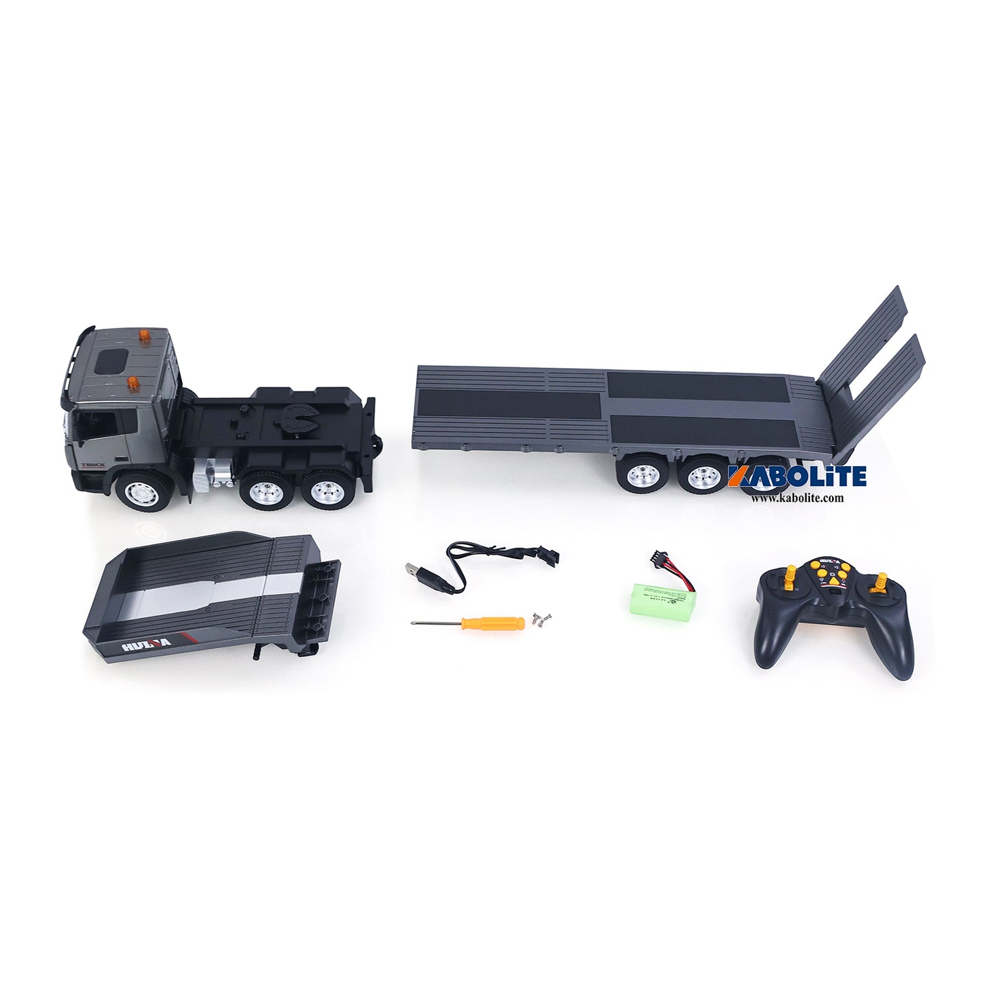 IN Stock HUINA 1318 1/18 Plastic RC Tractor Truck Flatbed Trailer Model with 9CH 2.4G Radio Controller Gift for Construction Hobbyists