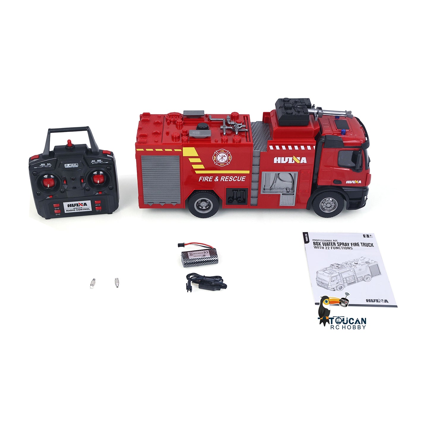 HUINA 1/14 562 2.4G Remote Control Box Water Sprayable Fire Truck Car Toy RC Sprinkler Fire Model Gift Battery