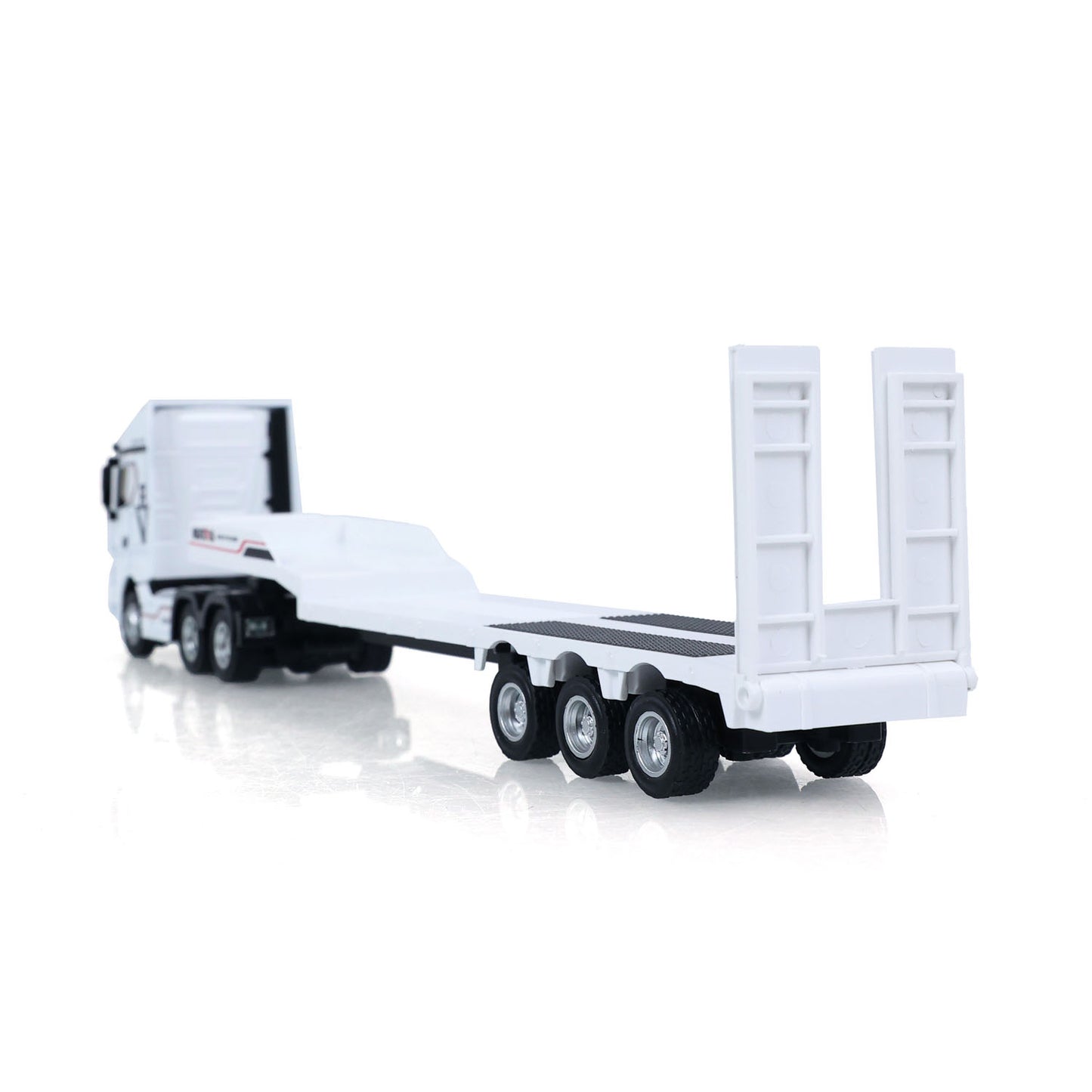 IN Stock Pre-order RTR HUINA 1/64 Remote Control Tractor Truck 9900 W/ 3Axle Plastic Semi Flatbed Trailer Lights Sound Effect Manual Support Legs