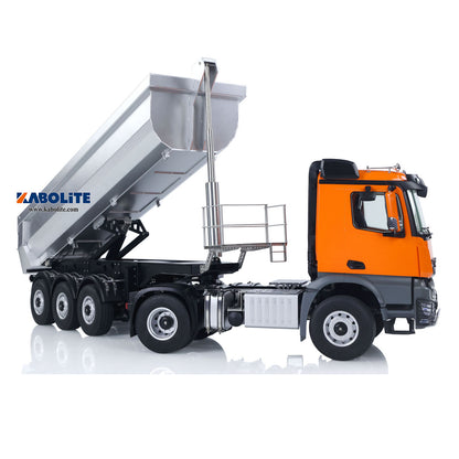 US STOCK Kabolite K5801 1/14 Scale 4X4 RC Tractor Truck 3Axles AWD W/ Electric Lifting Hopper Dump Trailer Tipper Battery