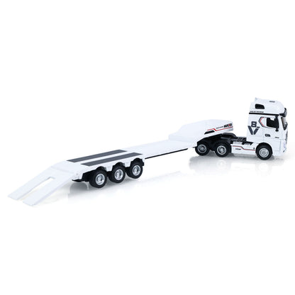 HUINA 9900 1/64 Remote Control RTR Tractor Truck W/ 3Axle Plastic Semi Flatbed Trailer Lights Sound Effect Manual Support Legs