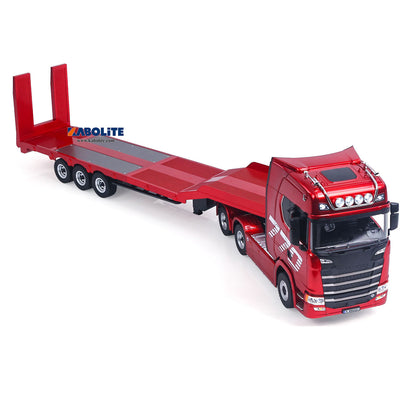 IN Stock HUINA 770S 1/18 6x4 RC Tractor Truck 1501A with 3Axle Plastic Semi Flatbed Trailer Electric Support Legs Tail Board Light System