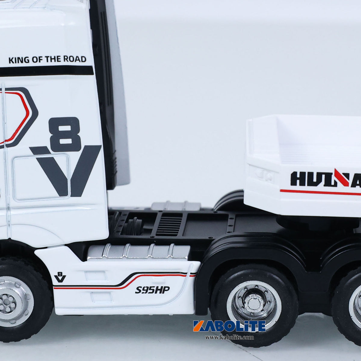 IN Stock HUINA 9900 1/64 6X4 Remote Control Tractor Truck with 3Axle Plastic Semi Flatbed Trailer Lights Sound Effect Manual Support Legs