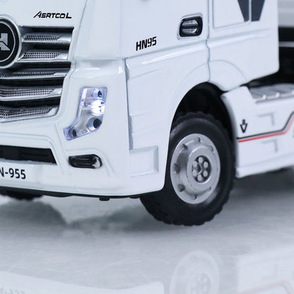 HUINA 9900 1/64 Remote Control RTR Tractor Truck W/ 3Axle Plastic Semi Flatbed Trailer Lights Sound Effect Manual Support Legs