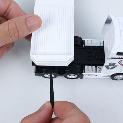 IN Stock Pre-order RTR HUINA 1/64 Remote Control Tractor Truck 9900 W/ 3Axle Plastic Semi Flatbed Trailer Lights Sound Effect Manual Support Legs
