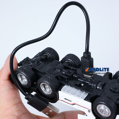 IN Stock HUINA 9900 1/64 6X4 Remote Control Tractor Truck with 3Axle Plastic Semi Flatbed Trailer Lights Sound Effect Manual Support Legs