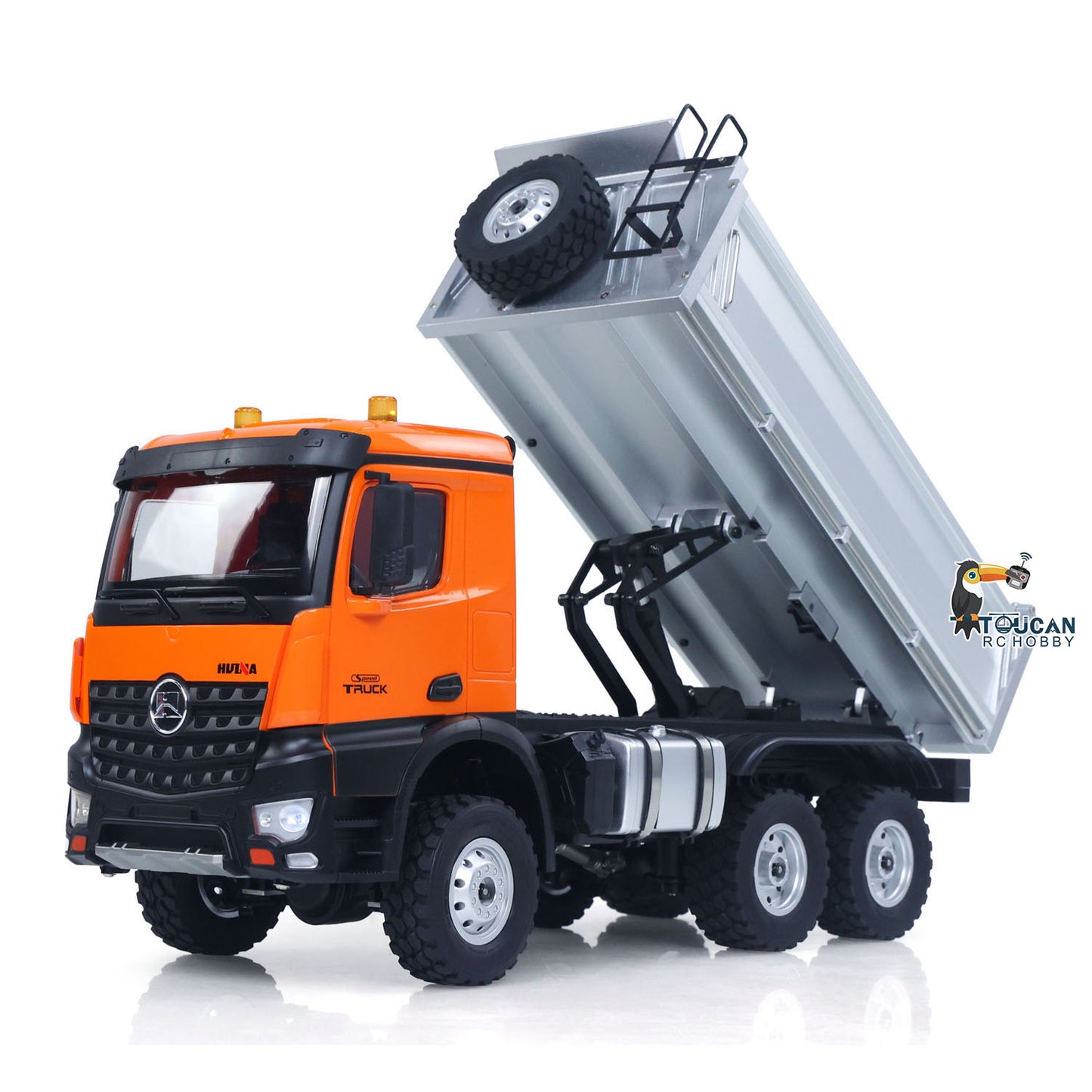 1/14 HUINA 1598 2.4G Remote Control Dumper 6x6 Engineering Transport Vehicle Lifting Rod Tipper Car Light Sound Battery Toys