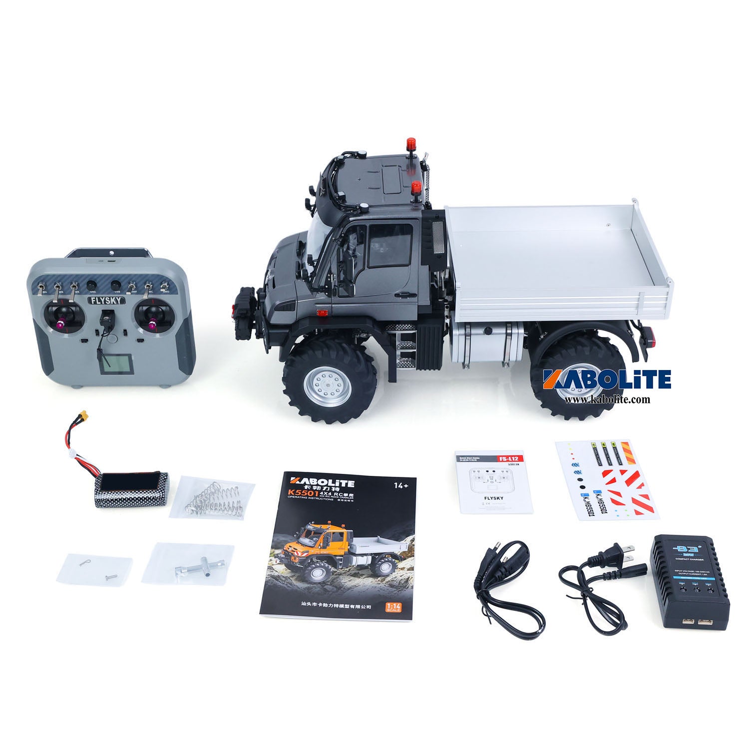 KABOLITE 5501 1/14 4X4 RC Off Road Crawler Truck with FS L12 Remote Controller