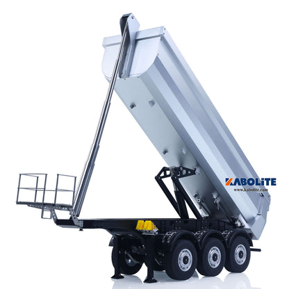 Kabolite K770S-102 1/14 Metal 3Axles Remote Control Electric Lifting Dump Semi Trailer with Supporting Legs Lights for Outdoor