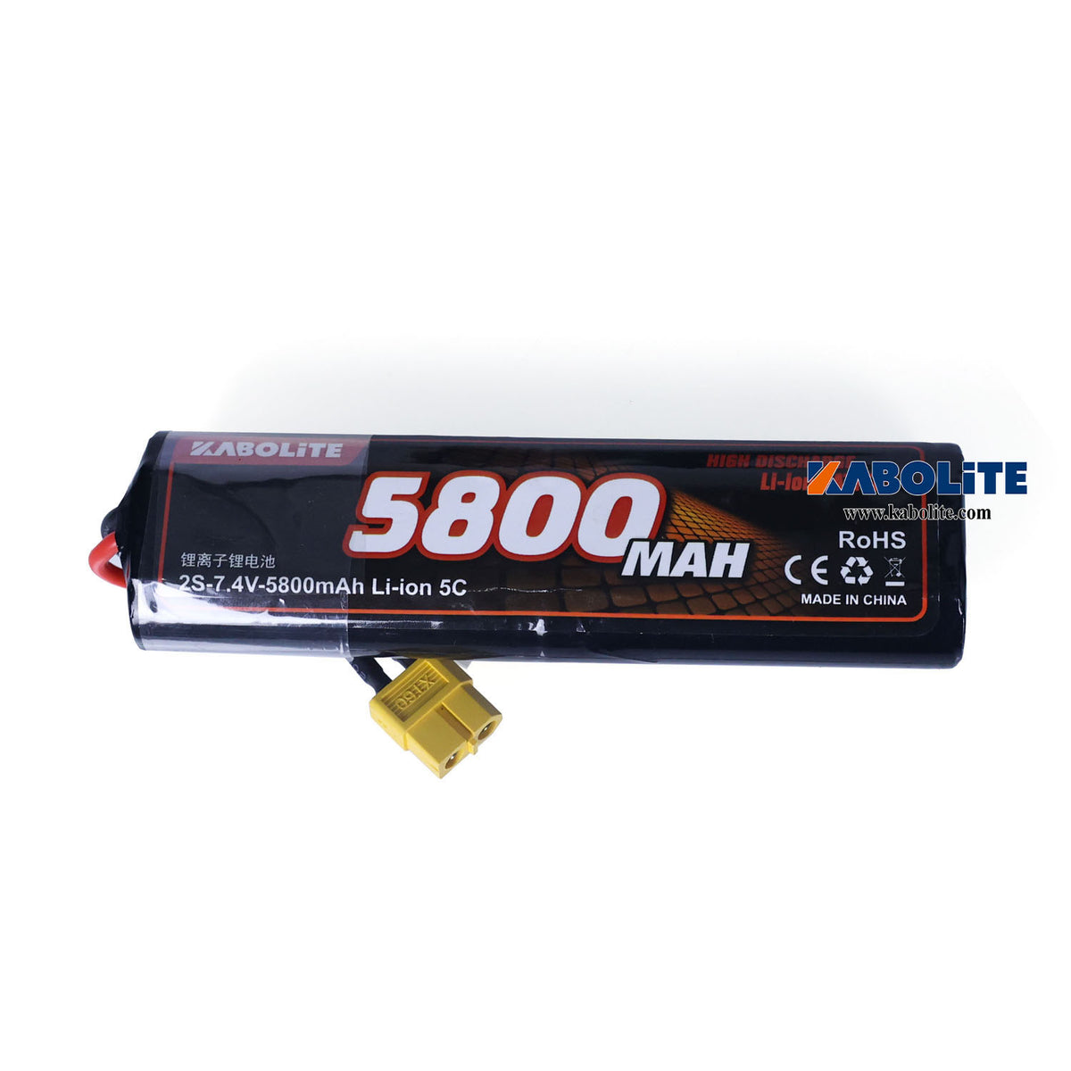 Kabolite 5800mAh 7.4V Li-ion Battery Spare Parts for 1/14 3364 3365 3362 Hydraulic RC Dump Truck Tractor Model