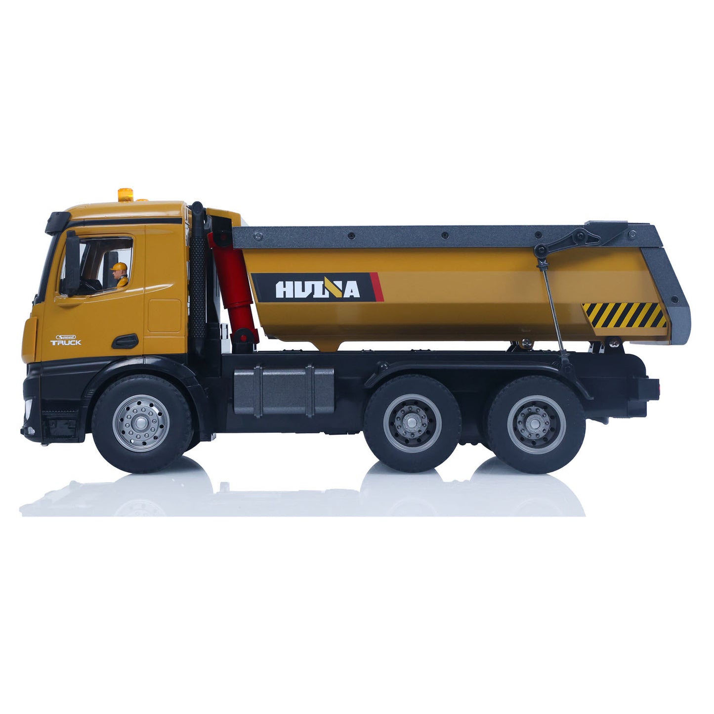US Stock HUINA 1/14 Electric RC Dump Truck 573 Remote Control Tipper Model Vehicle Flowing Water Light Sound Effect 2.4G Radio Battery