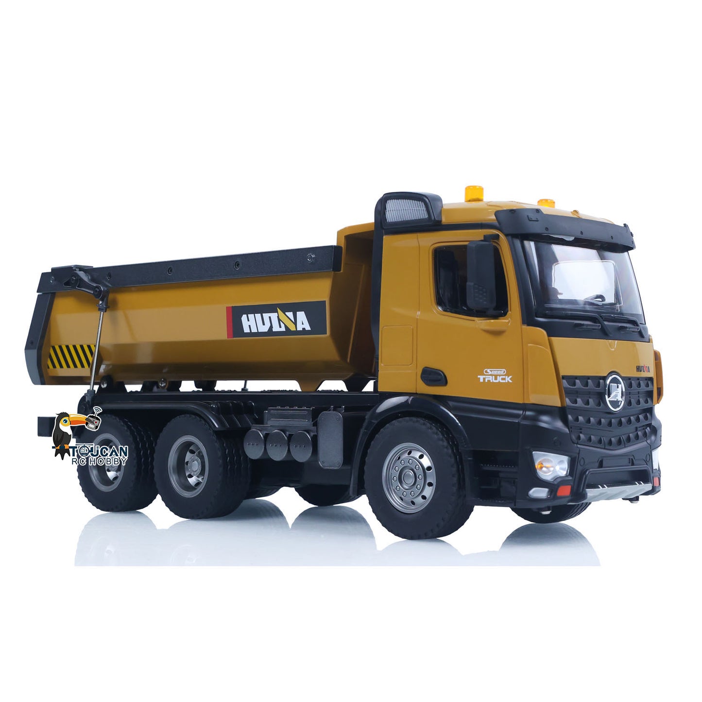 HUINA 1/14 Electric RC Dump Truck 573 Remote Control Tipper Model Vehicle Flowing Water Light Sound Effect 2.4G Radio Battery