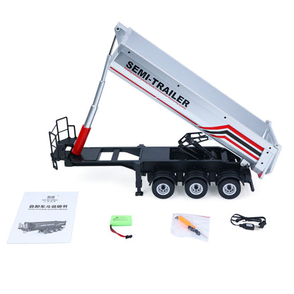 IN Stock Electric Semi Dump Trailer Light Effect Support Legs For HUINA 1/18 Remote Control Tractor Truck 1501 1501PRO Finished Model