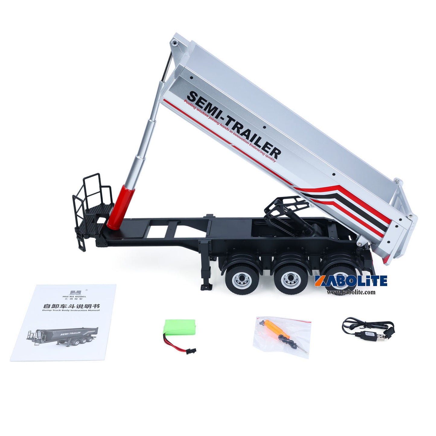 IN Stock HUINA 1509 Electric Semi Dump Trailer with Light Effect Support Legs For 1/18 1501 Remote Control Tractor Truck Model